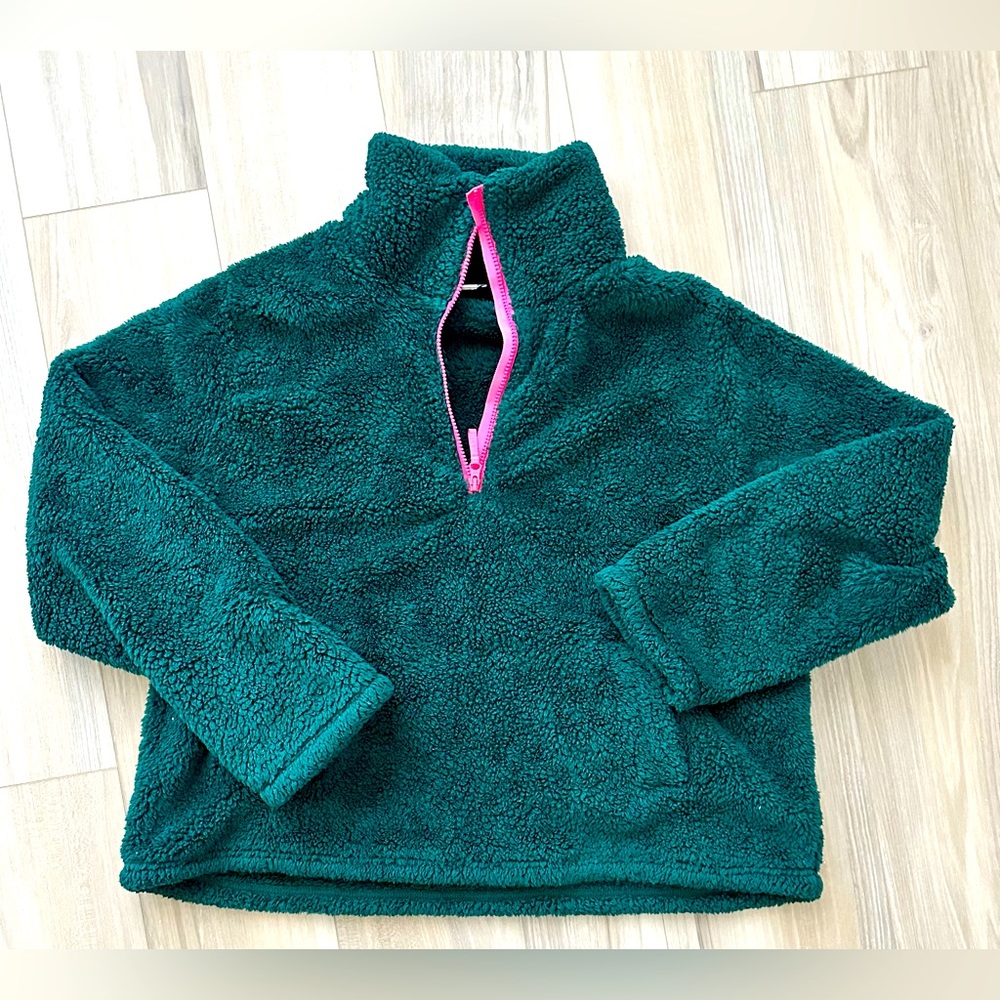 Jcrew 1/4 zip Sherpa, hunter green, XXL